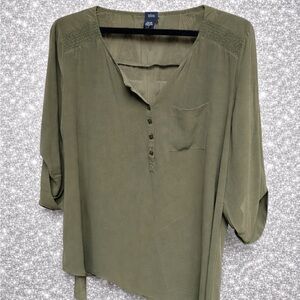Torrid Olive Button-Front Blouse